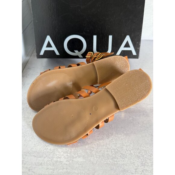 NIB AQUA Women's Emil Strappy Gladiator Sandals‎ Cognac Tan Leather Sz 8.5 - Picture 5 of 11